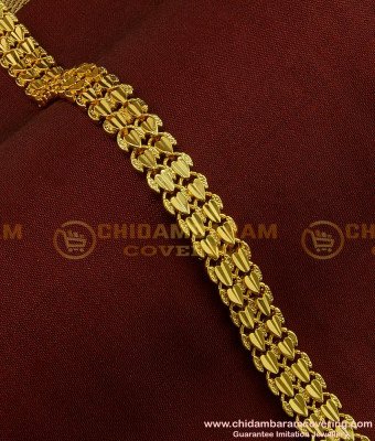 BCT85 - Elegant Finish Gold Design Double Side Heart Design Broad Bracelet Design Online