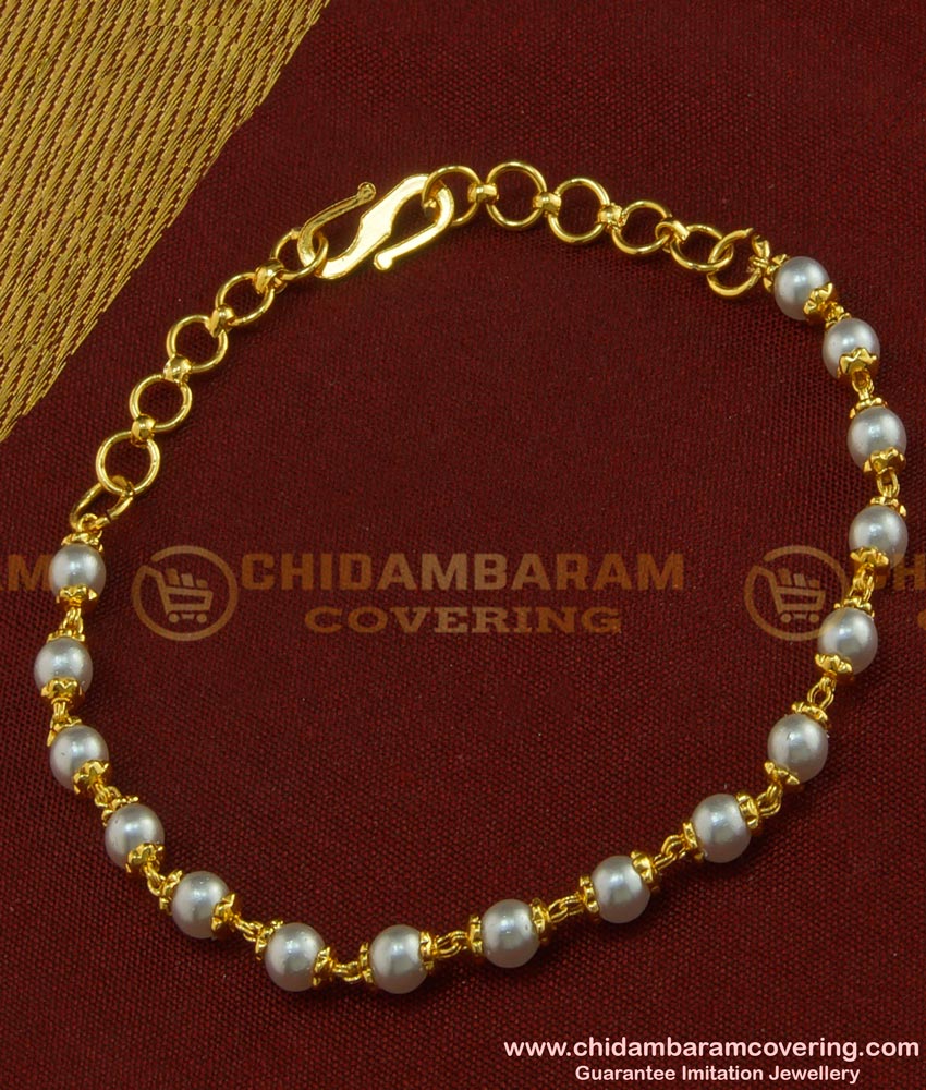 BCT87 - Elegant Light Weight Pearl Gold Bracelet Designs Gold Covering Jewellery