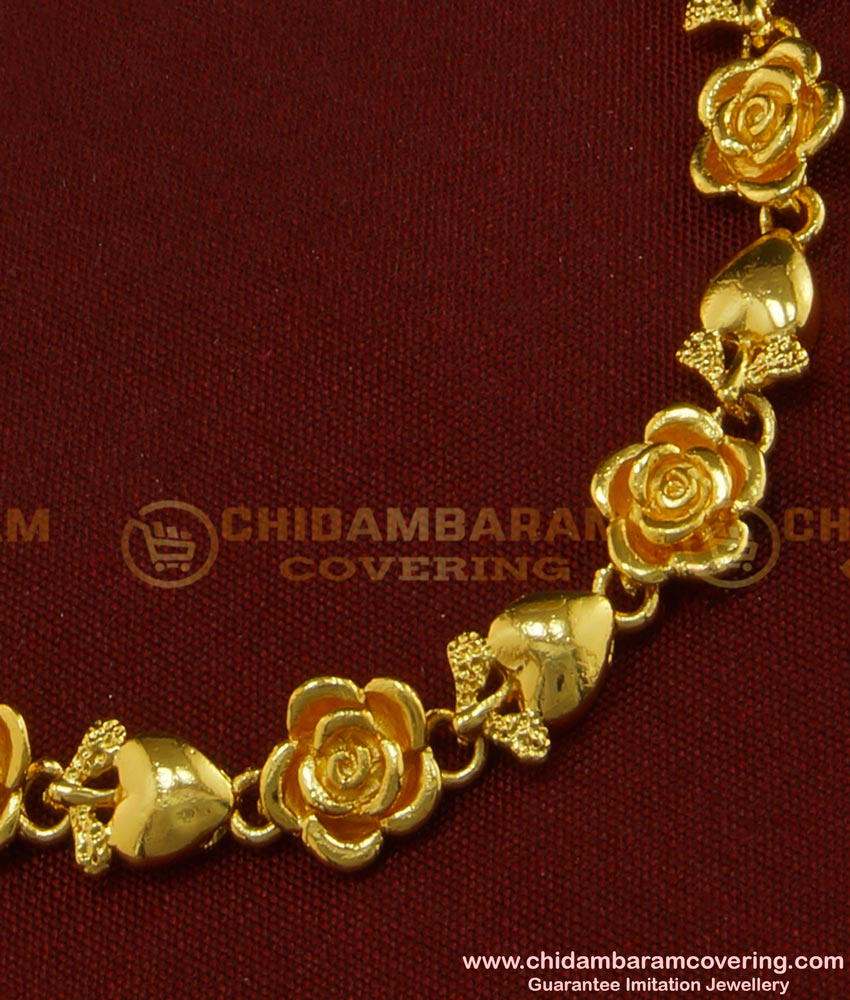 BCT91 - Most Beautiful Rose Flower Design 1 Gram Gold Bracelet