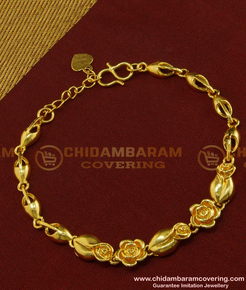 BCT92 - Unique Rose Charm Bracelet 1 Gram Gold Plated Jewellery