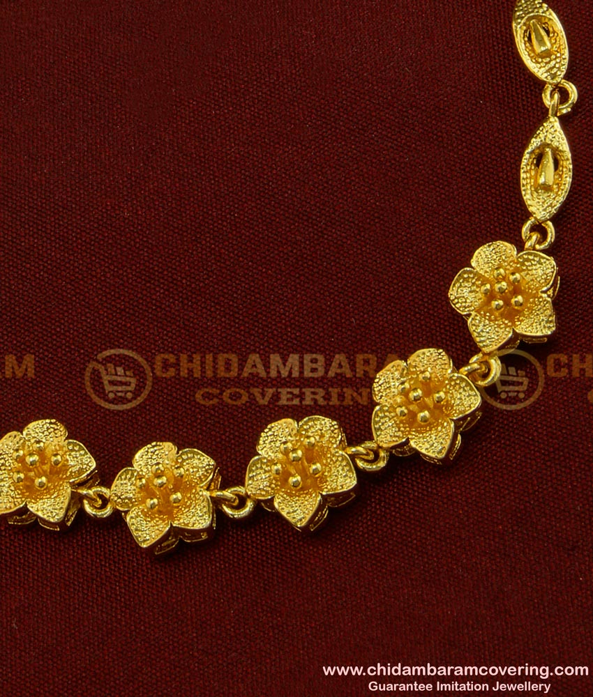 BCT93 - Modern Party Wear Flower Design 1 Gram Gold Bracelet
