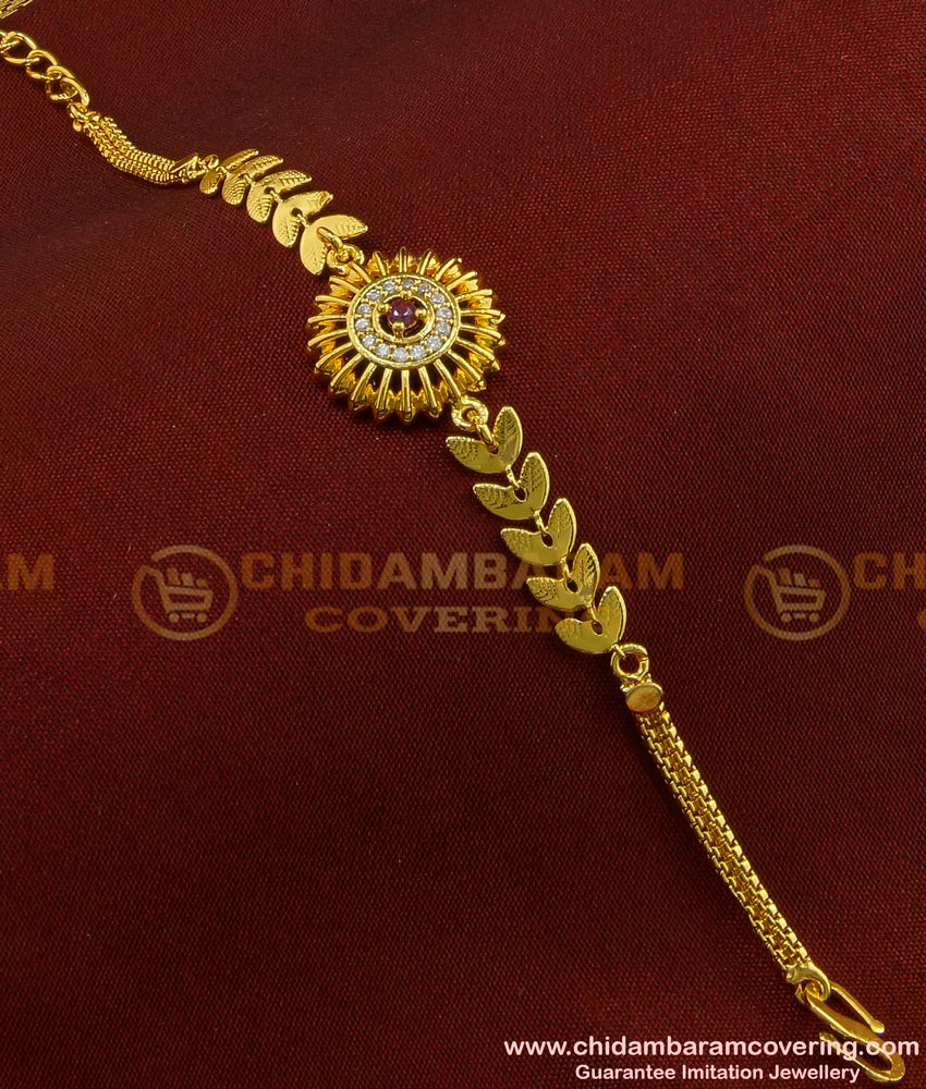 BCT99 - One Gram Gold Pretty Ad Stone Leafy Design Bracelet Design for Women