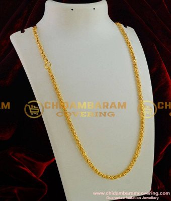 CHN001-XLG - 36 Inches Long Gold Plated Dasavatharam Design Flexible Cutting Daily Wear Chain