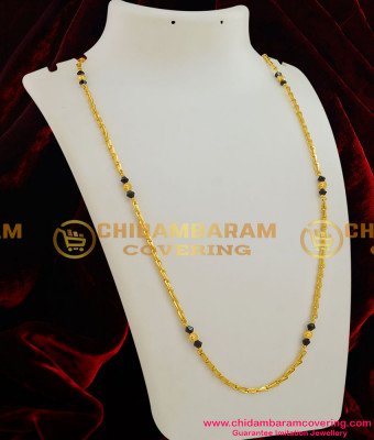 CHN010 - Mangalsutra Design Daily Use Long Black Beads Chain Gold
