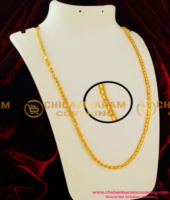 CHN020 – Yellow Gold Plated Kerala Petal Spring Chain Chidambaram Gold Covering Buy Online