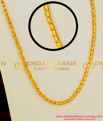 CHN020 – Yellow Gold Plated Kerala Petal Spring Chain Chidambaram Gold Covering Buy Online