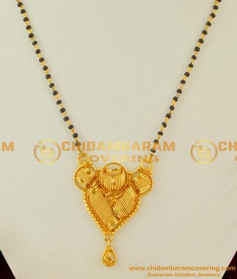 CHN028 - Short Chain Mangalsutra Design Black Crystal Karishma Chain with Plain Pendant