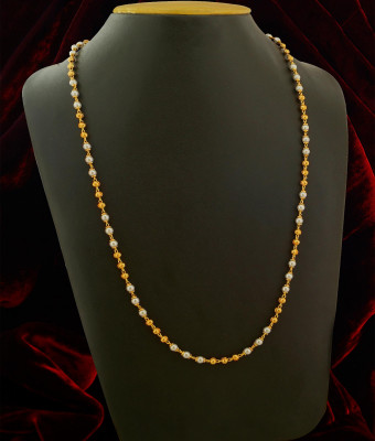 CHN031 - Stylish Gold Plated Pearl and Gold Balls Chain Designs Online 