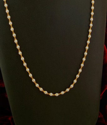CHN032 - Trendy One Gram Gold Pearl Chain (Pearl Mala) Designs Best Price Online