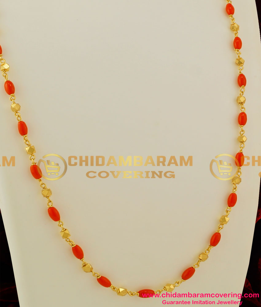 CHN034 - Gold Plated Coral Chain Design Daily Wear Online