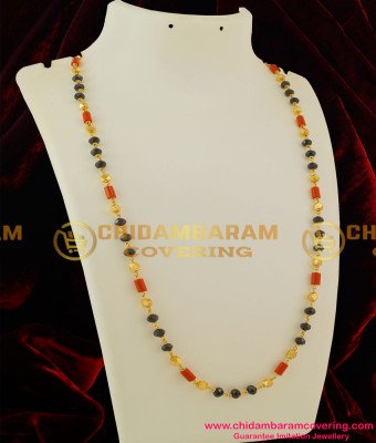 CHN035 - Traditional Gold Plated Mangalsutra Chain (Karugamani,Pavalamani, Chain)