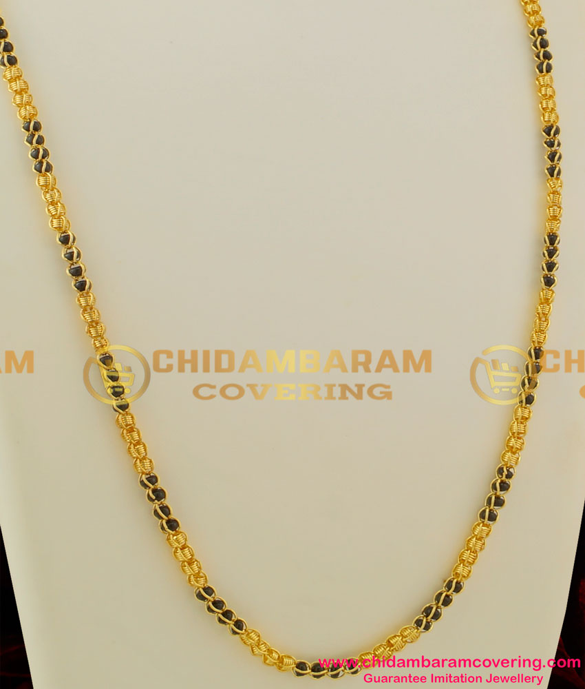 CHN038-LG -30 Inches long Kerala Karugamani Chain Designs Gold Plated Mangalsutra Online