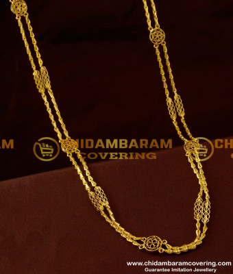 CHN041 - Rettai Vadam Glass Cutting Chain With Flower Design Connector Two Line Chain Online