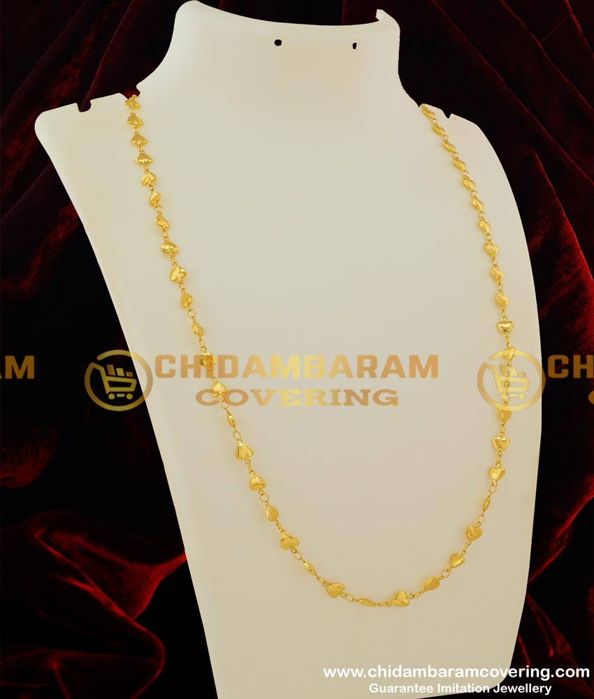 CHN043 - Heart Shape Designer Chain Gold Plated South Indian Jewelry Online