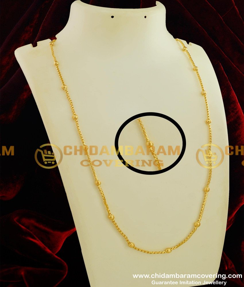 CHN063 - Trendy Ball Chain Daily Wear One Gram Gold Light Weight Chain Collection 