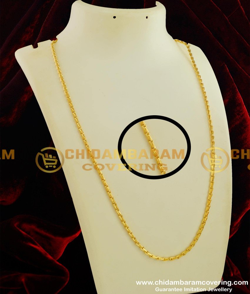 CHN066 - One Gram Wheat Chain Gold Design Plain Chain for Men and Women
