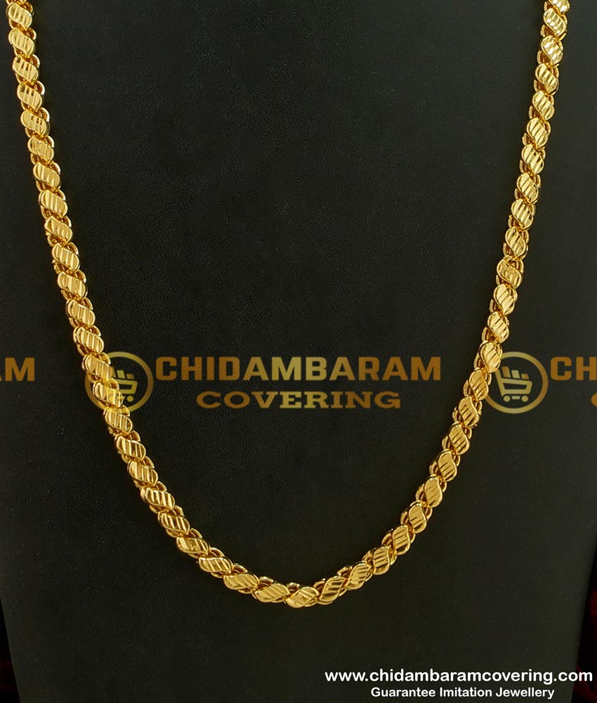 CHN083-XLG - 36 Inches Long Chain Chidambaram Covering Gold Plated Grand Look Designer Cut Sundari Chain Design Online