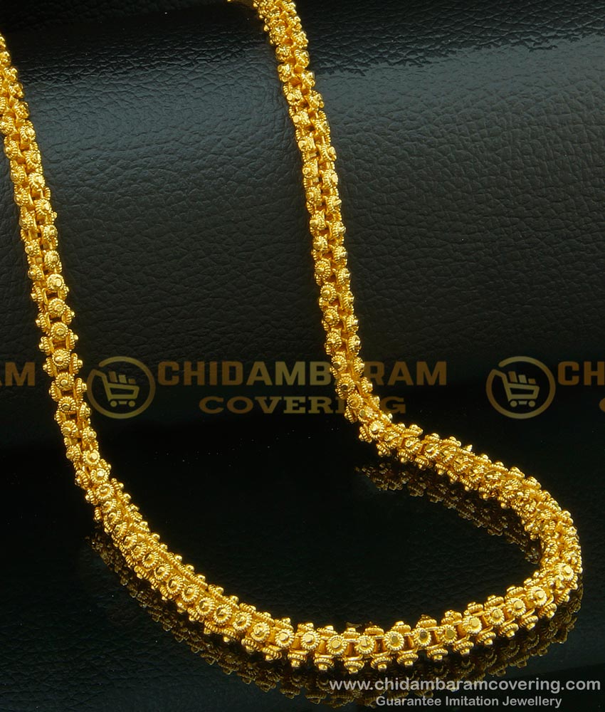 CHN088 - One Gram Gold Long Chain Thick Designer Wedding Gold Chain Design for Women 
