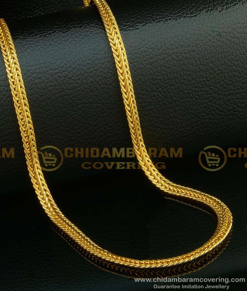 CHN098-XLG - 36 Inches Long Gold Plated Daily Wear Thick Gold Long Chain for Men 