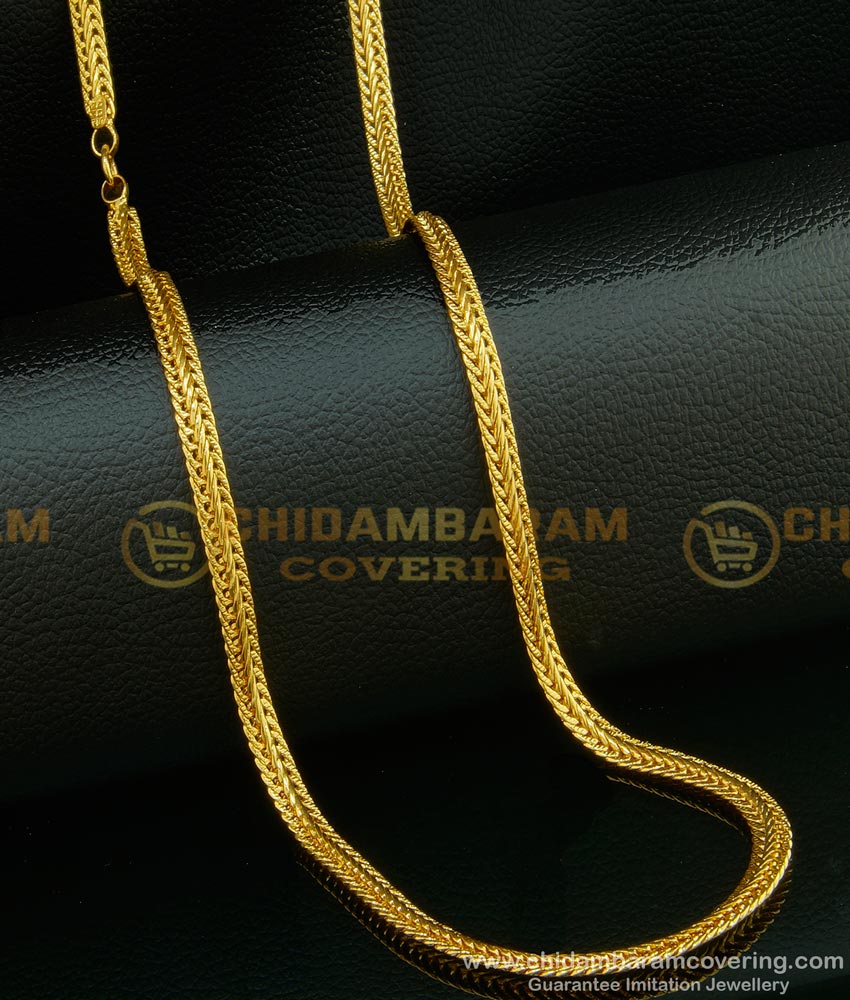 CHN098-XLG - 36 Inches Long Gold Plated Daily Wear Thick Gold Long Chain for Men 