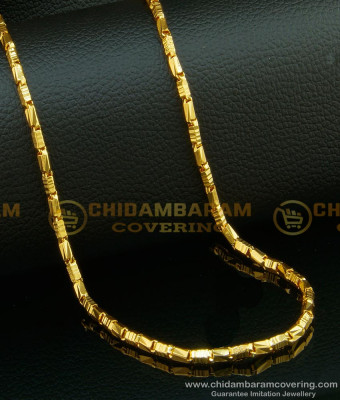 CHN108 - 24 Inches Gold Plated Daily Wear Kushi Box Shiny Cutting Flexible Chain Online