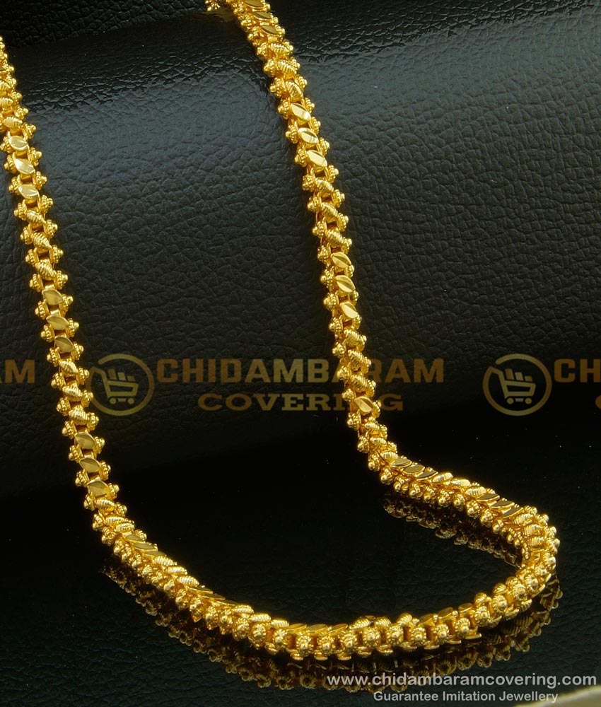 CHN112 - Stunning Gold Daily Wear Gold Plated Oval Cutting Long Chain Buy Online 