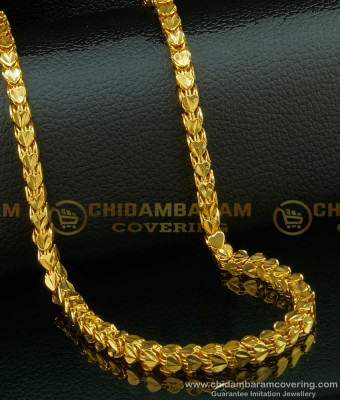 CHN114 - Gold Plated Long Chain Four Side Heart Design Heavy Thick Square Chain Buy Online