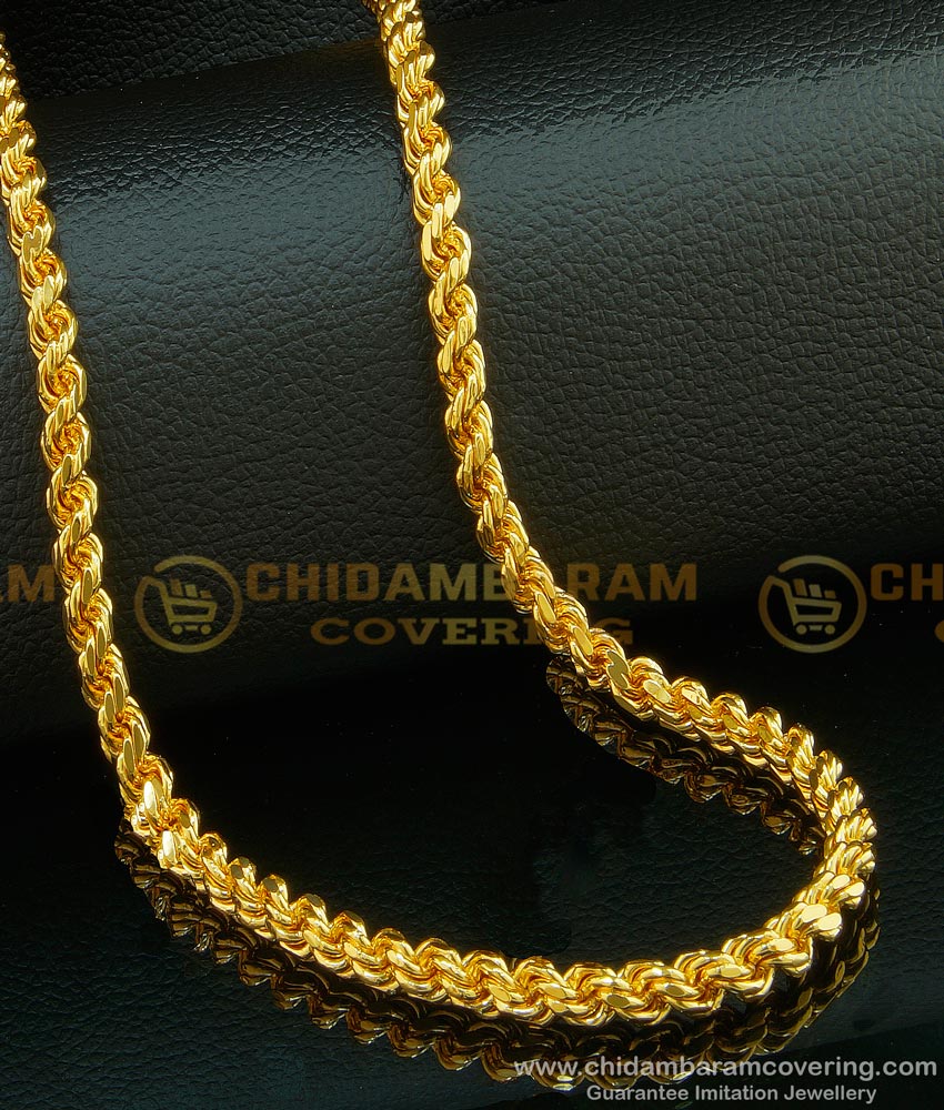 CHN116-OT - 24 Inch South Indian Wedding Thirumangalyam Thali Kodi Thick Gold Rope Chain Design Online