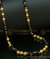CHN123 - Gold Plated Daily Wear Single Line Gold Balls with Black Crystal Chain 