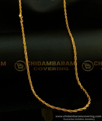CHN146 - Gold Plated Twisted Gold Chain Design Disco Chain for Daily Use South Indian Jewellery 