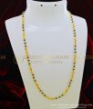 CHN153 - New Design Black Crystal with Gold Beads Chain One Gram Gold Plated Daily Wear Chain Online