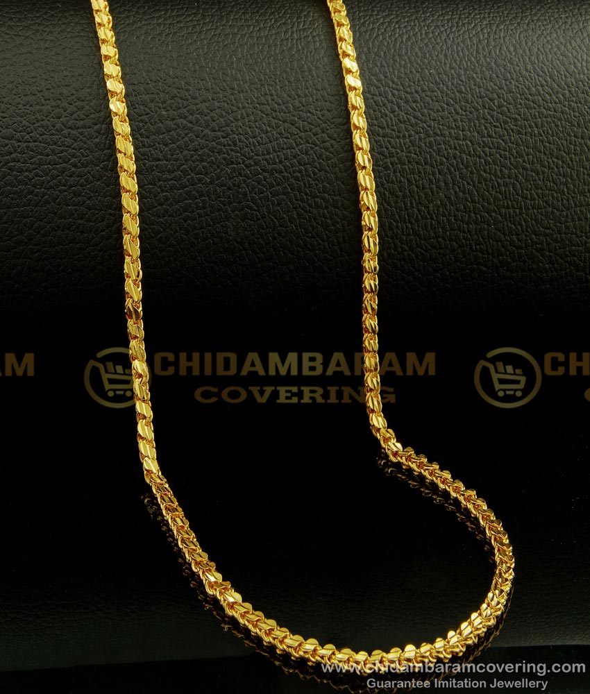 CHN156 - One Gram Gold Plated Thin S Cutting Gold Chain Design Daily Wear with Guarantee Chain Online