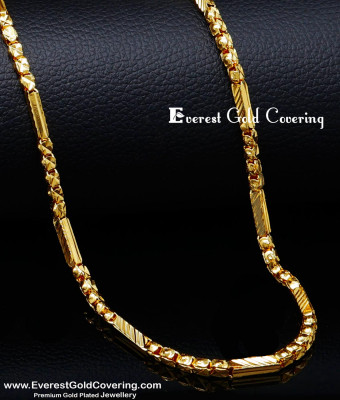 CHN157 - One Gram Gold Plated Thin Jayanthi Katta Kumil Box Chain Daily Wear with Guarantee Chain Online