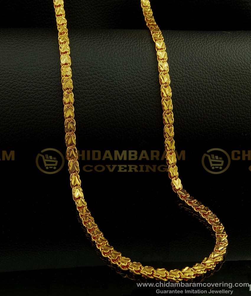 CHN164-LG - 30 Inches Long Real Gold Pattern Thick Butterfly Design Guaranteed One Gram Gold Chain Online
