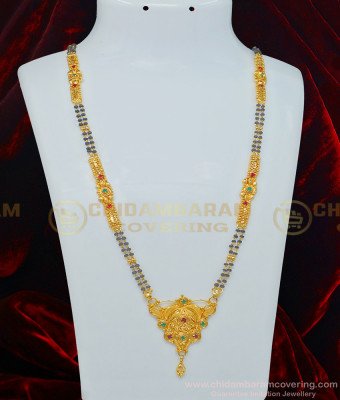 CHN169 - North Indian Simple Gold Mangalsutra Designs 2 Line Traditional Indian Long Mangalsutra at Best Price