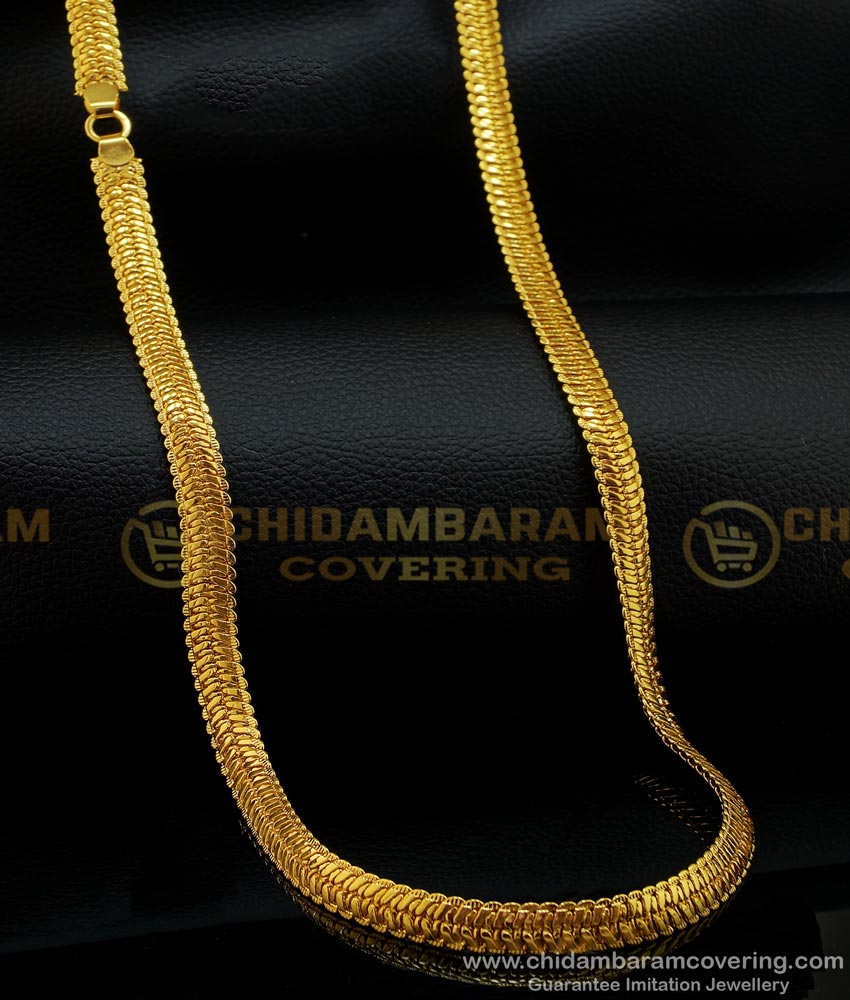 CHN171-Lg- 30 Inches Gold Plated Guaranteed Long Chain Heavy Thick Gold Chain Design Buy Online