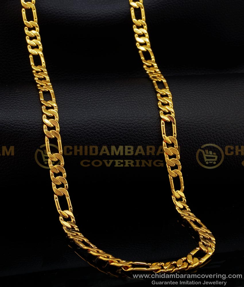 CHN172-Lg- 30 Inches Real Gold Design Daily Wear One Gram Gold Plated Solid Link Long Chain Imitation Jewellery 