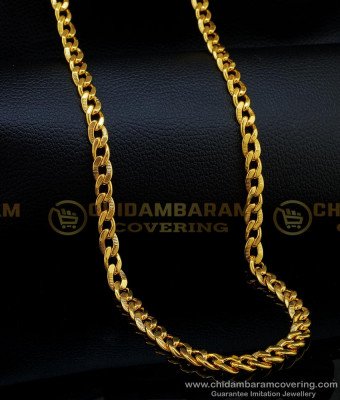 CHN173-Lg- 30 Inches Attractive Look Gold Design Flexible Daily Use Gold Plated Stylish Chain for Men 