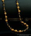 CHN180 -LG- 30 Inches Gold Plated Gold Balls with Black Beads Gold Chain Single Line For Women 