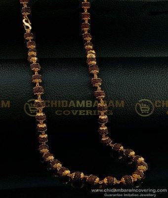 CHN181 - Gold Plated Single Rudraksha Chain Design Daily Wear Buy Online