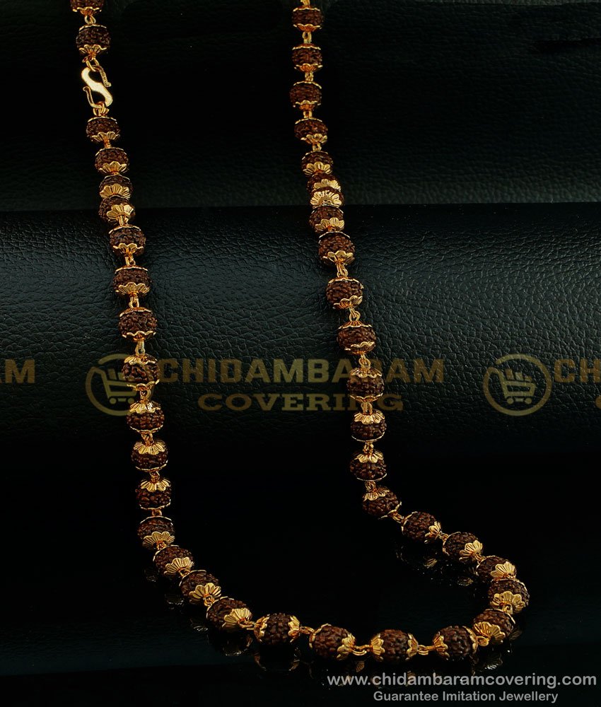CHN181 - Gold Plated Single Rudraksha Chain Design Daily Wear Buy Online