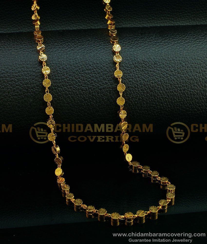 CHN183 - One Gram Gold Plated New Designer Covering Chain Round Dot Long Chain for Ladies
