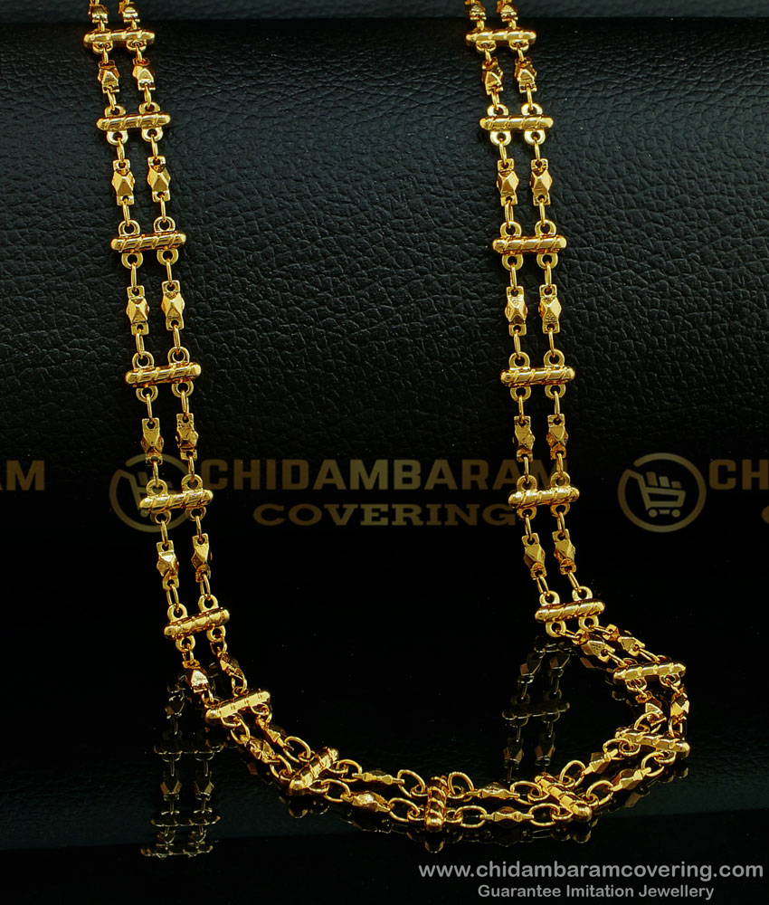 CHN184 - New Design Rettai Vadam 2 Line Gold Covering Chain for Women 