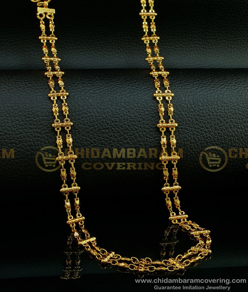 CHN184 - New Design Rettai Vadam 2 Line Gold Covering Chain for Women 