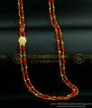CHN186 - Traditional Rettai Vadam Red Coral Chain One Gram Gold Pavalam Chain Buy Online