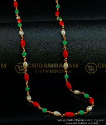 CHN192 - Traditional Multi Colorful Manimalai Gold Plated Beaded Jewellery for Women 