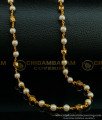 CHN195 - Pure Gold Plated Gold Muthu Mala Designs Pearl With Gold Beads Chain Buy Online