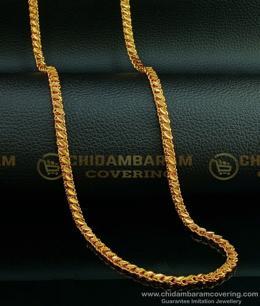 CHN197 - Pure Gold Plated Leaf Cutting Gold Chain Design Daily Wear Guaranteed Chain Online 