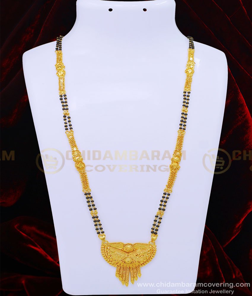 CHN198 - 30 Inches Gold Design 2 Line Forming Gold Traditional North Indian Mangalsutra 