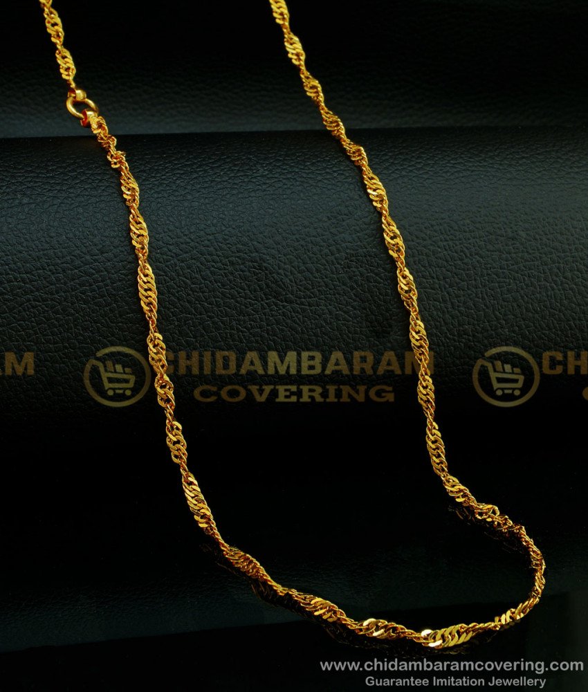 CHN206 - One Gram Gold Twisted Disco Chain Buy Indian Imitation Jewellery Online